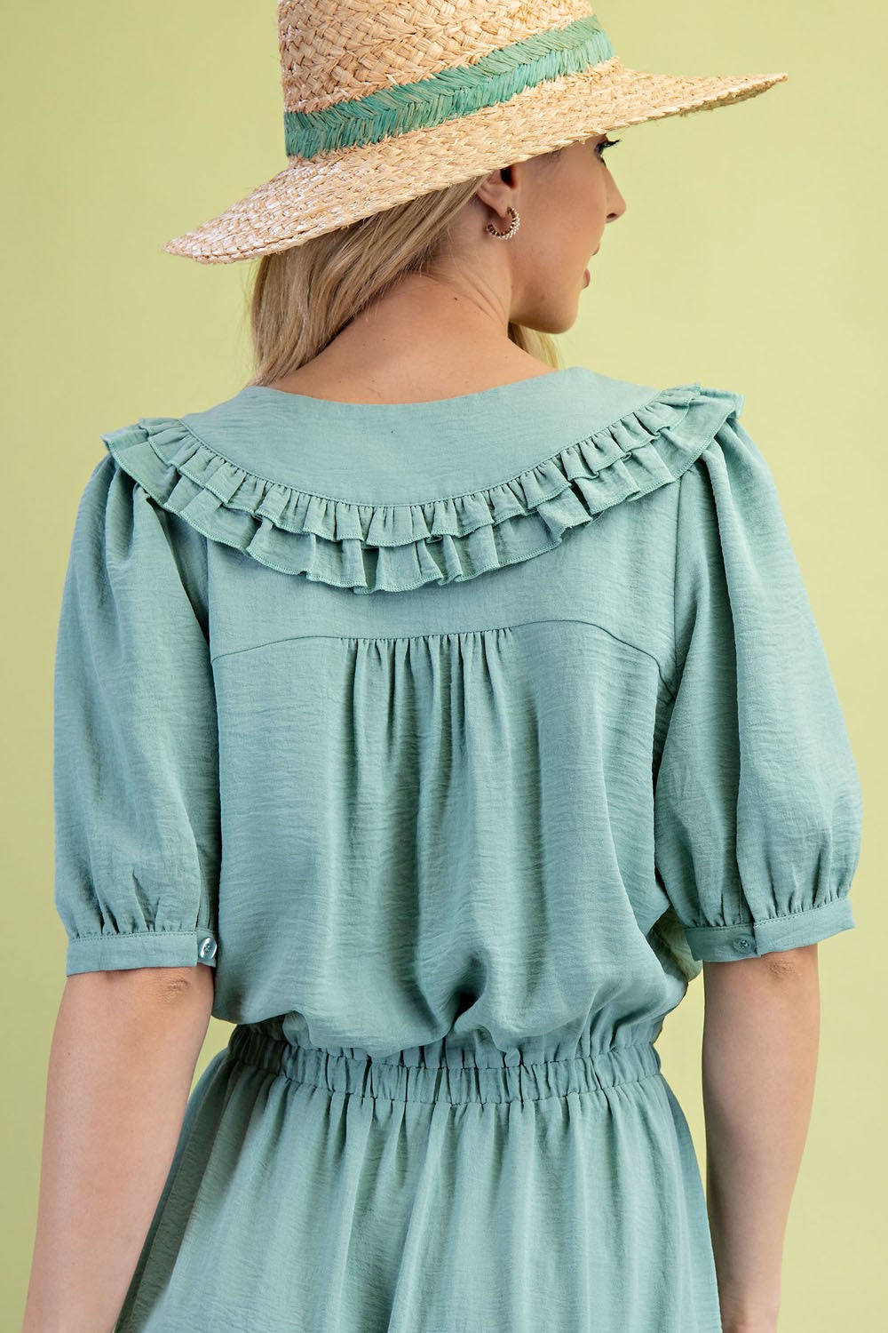Peter Pan Collar Mint Midi Dress