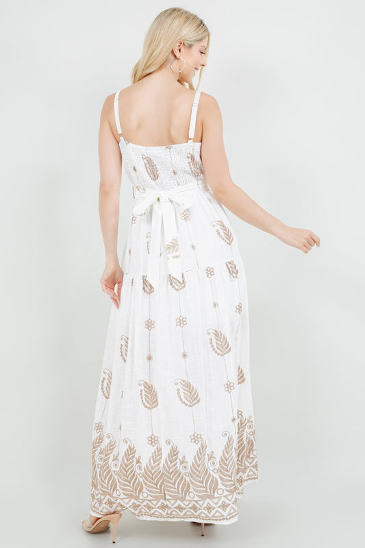 Embroidery Belt Waistband With Straps Sundress