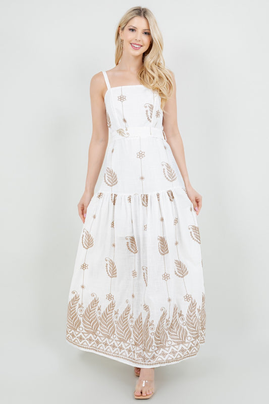 Embroidery Belt Waistband With Straps Sundress