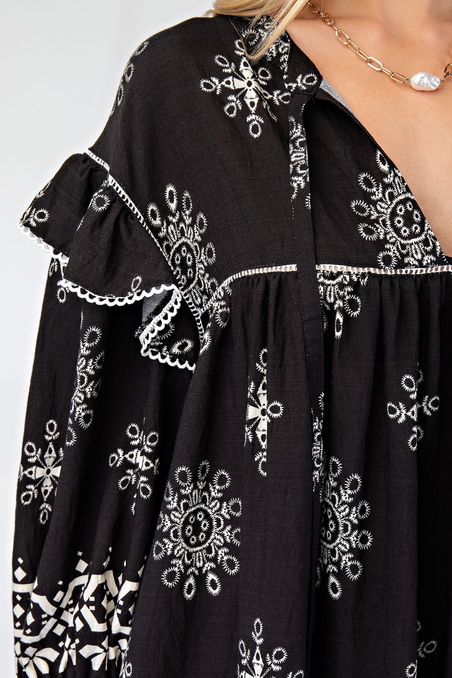 Long Sleeve Babydoll Black Dress